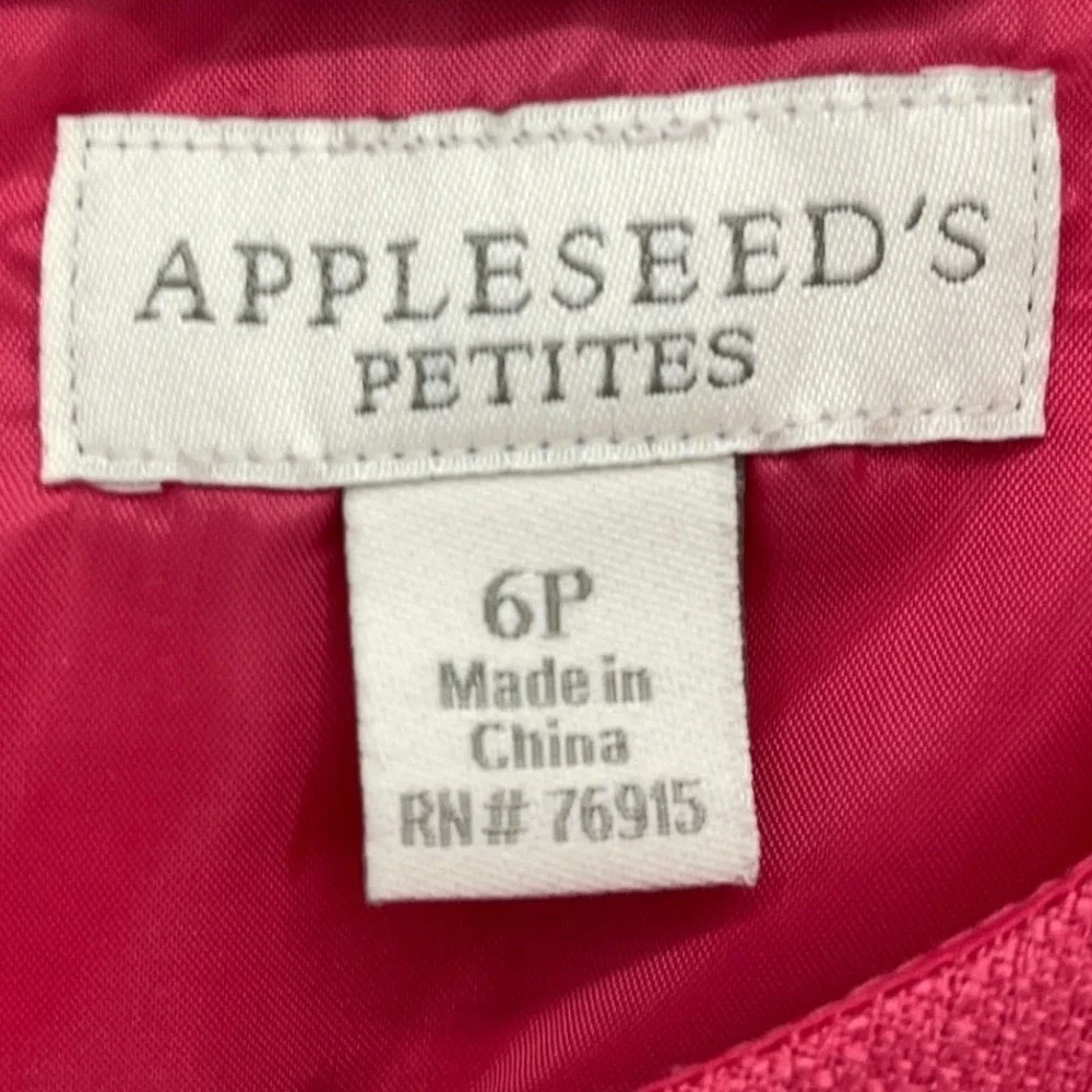 Appleseed's Pink Sheath Dress 6P Petite Short Sleeve Textured Lined V943 - Picture 3 of 8